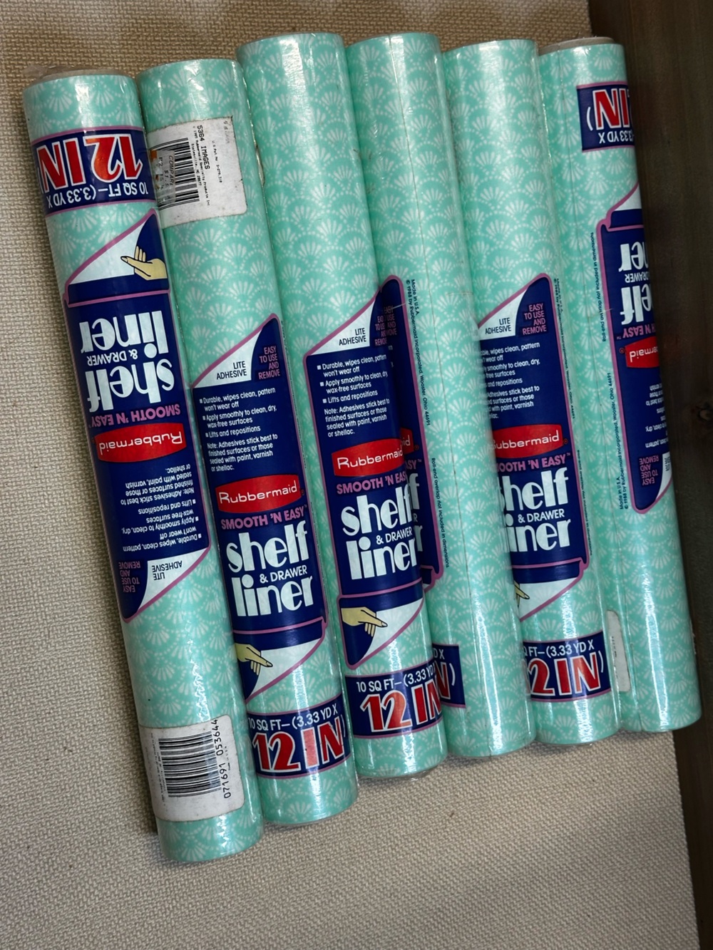 Vintage 1988 Rubbermaid Shelf Drawer Liner Aqua Blue NOS 6 Rolls 12” x 10’